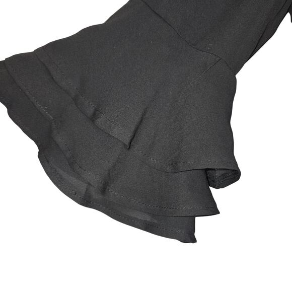 As U Wish Womens Medium Romper Bell Sleeves Suplice Wrap Black Dark Academia - Picture 4 of 15